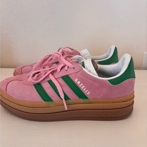 Adidas Gazelle Pink and Green Women's Sneakers. Size 8